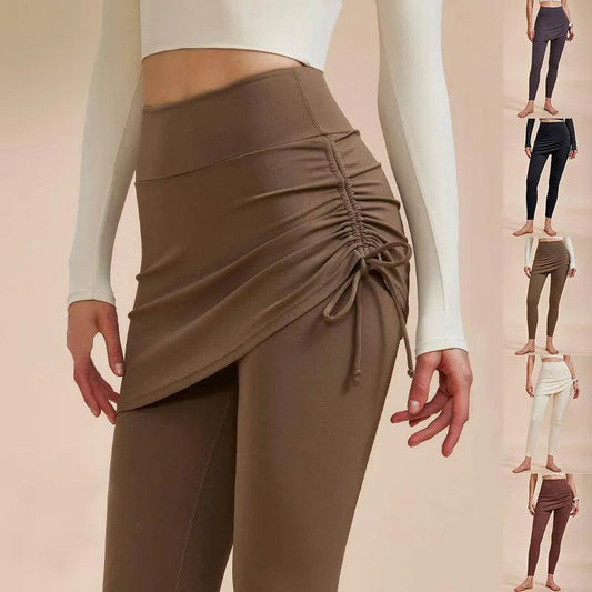Short Skirt Design Yoga Pants Fake Two-piece Anti-exposure Butt-covering Seamless High-waisted Leggings For Dance Sports Fitness Pants - Anam Online