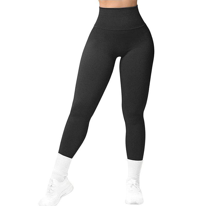 High Waist Seamless Leggings Threaded Knitted Fitness Pants Solid Women's Slimming Sports Yoga Pants Elastic Running Sport Leggings - Anam Online