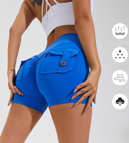 High Waist Hip Lifting Shorts With Pockets Quick Dry Yoga Fitness Sports Pants Summer Women Clothes - Anam Online