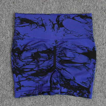 Tie-dye Printed Yoga Pants Summer Quick-drying Fitness Shorts Sexy High-waisted Hip-lifting Leggings Women Pants - Anam Online