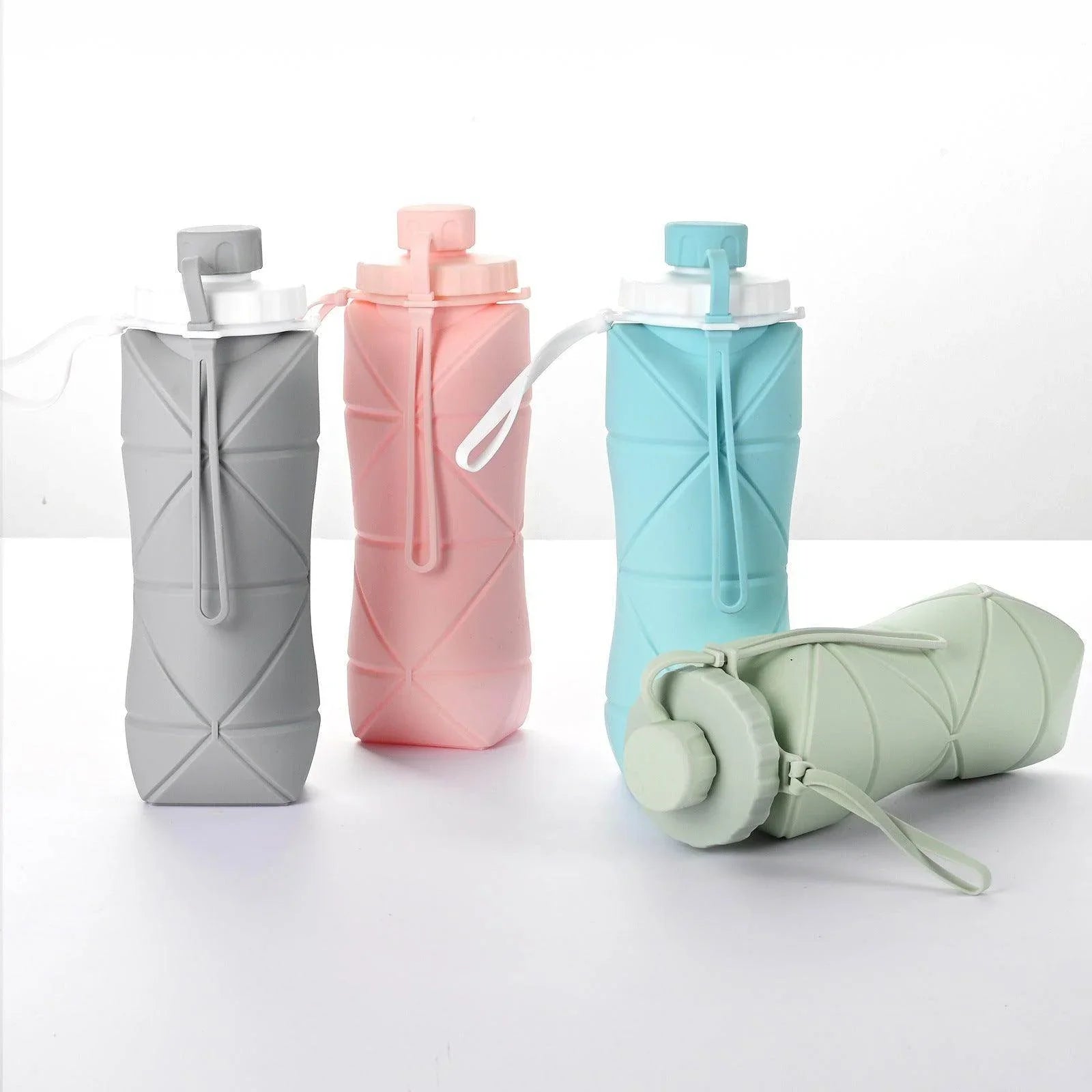 600ml Folding Silicone Water Bottle Sports Water Bottle Outdoor Travel Portable Water Cup Running Riding Camping Hiking Kettle - Anam Online
