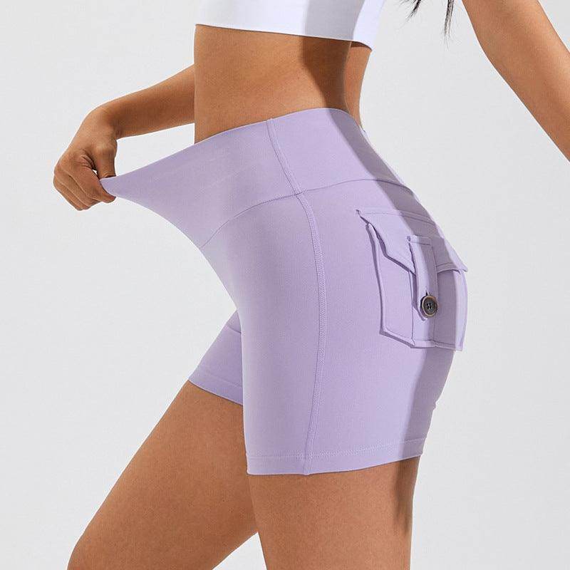 High Waist Hip Lifting Shorts With Pockets Quick Dry Yoga Fitness Sports Pants Summer Women Clothes - Anam Online