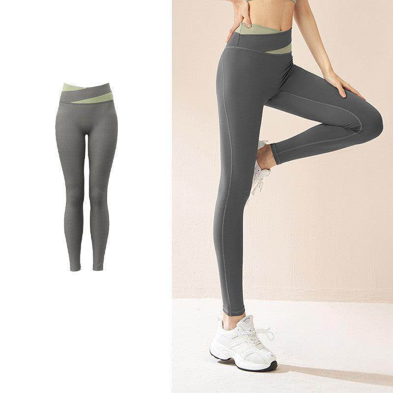 Spliced High Waist Yoga Pants Butt Lift Seamless Leggings Quick-drying Running Sports Fitness Pant For Women Clothing - Anam Online
