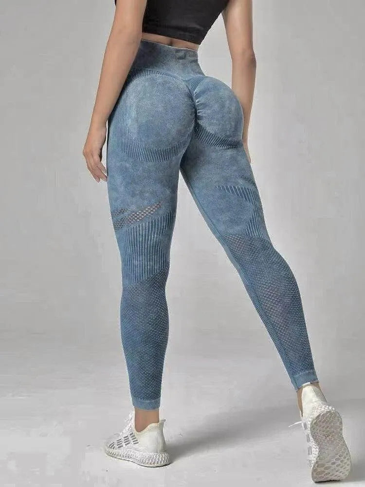 Hollow Design Seamless Leggings High Waist Hip Lifting Running Sports Fitness Yoga Pants Fashion Women Clothing - Anam Online