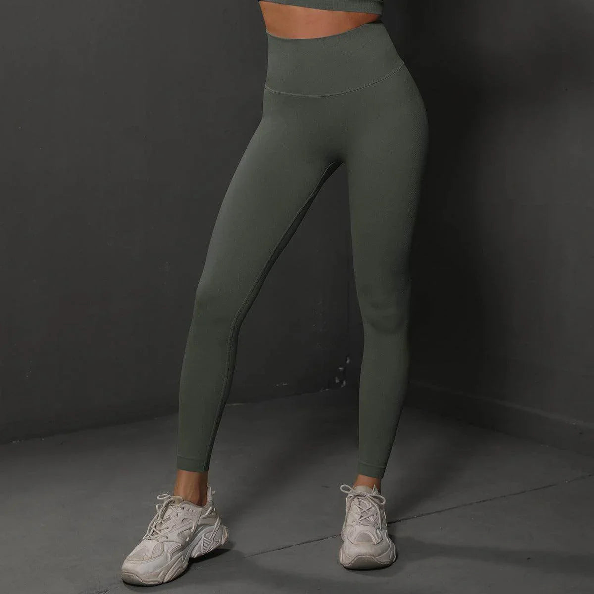 High Waist Seamless Yoga Pants Women's Solid Colour Full Length Leggings Fitness Hip Up Running Sport Gym Legging Outfits - Anam Online