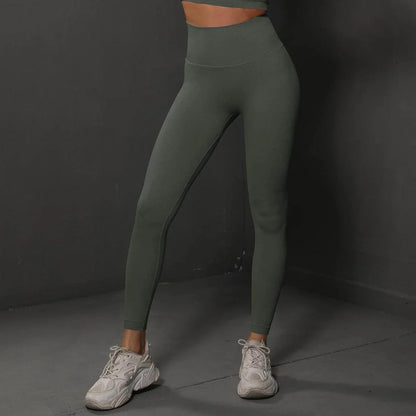 High Waist Seamless Yoga Pants Women's Solid Colour Full Length Leggings Fitness Hip Up Running Sport Gym Legging Outfits - Anam Online