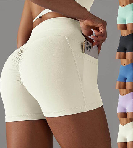 Yoga Shorts With Phone Pocket Design Fitness Sports Pants For Women Clothing - Anam Online