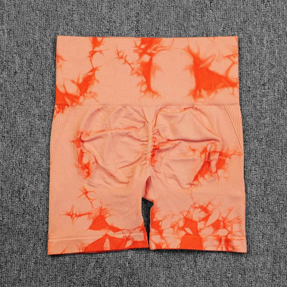 Tie-dye Printed Yoga Pants Summer Quick-drying Fitness Shorts Sexy High-waisted Hip-lifting Leggings Women Pants - Anam Online