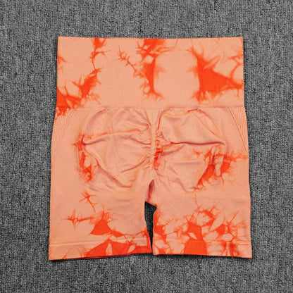 Tie-dye Printed Yoga Pants Summer Quick-drying Fitness Shorts Sexy High-waisted Hip-lifting Leggings Women Pants - Anam Online