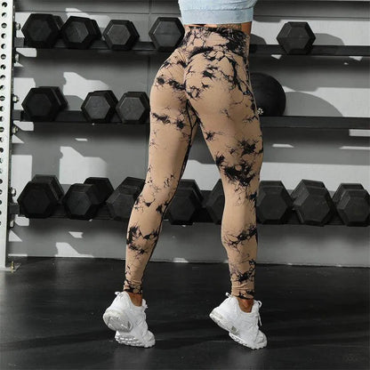 Fashion Tie Dye Printed Leggings High Waist Hip Lifting Tight Fitness Sports Yoga Pants For Women - Anam Online