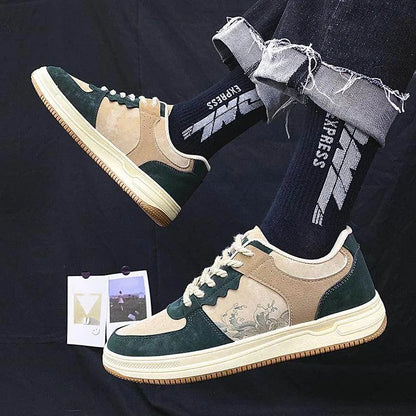 Lace-up Casual Shoes Men Soft Thick Sole Fashion Comfortable Breathable Flats Sneakers Student Platform Outdoor Walking Shoes - Anam Online