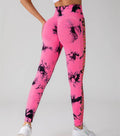 Hollow Tie Dye Printed Yoga Pants High Waist Butt Lift Seamless Sports Gym Fitness Leggings Slim Pants For Women Tight Trousers - Anam Online