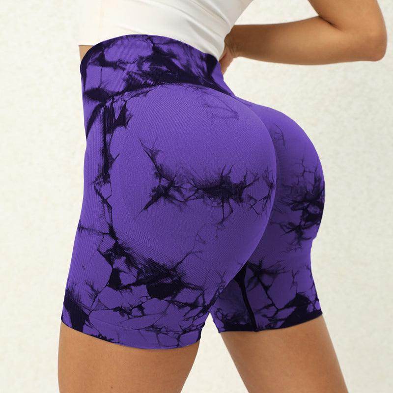Tie-dye Printed Yoga Pants Summer Quick-drying Fitness Shorts Sexy High-waisted Hip-lifting Leggings Women Pants - Anam Online