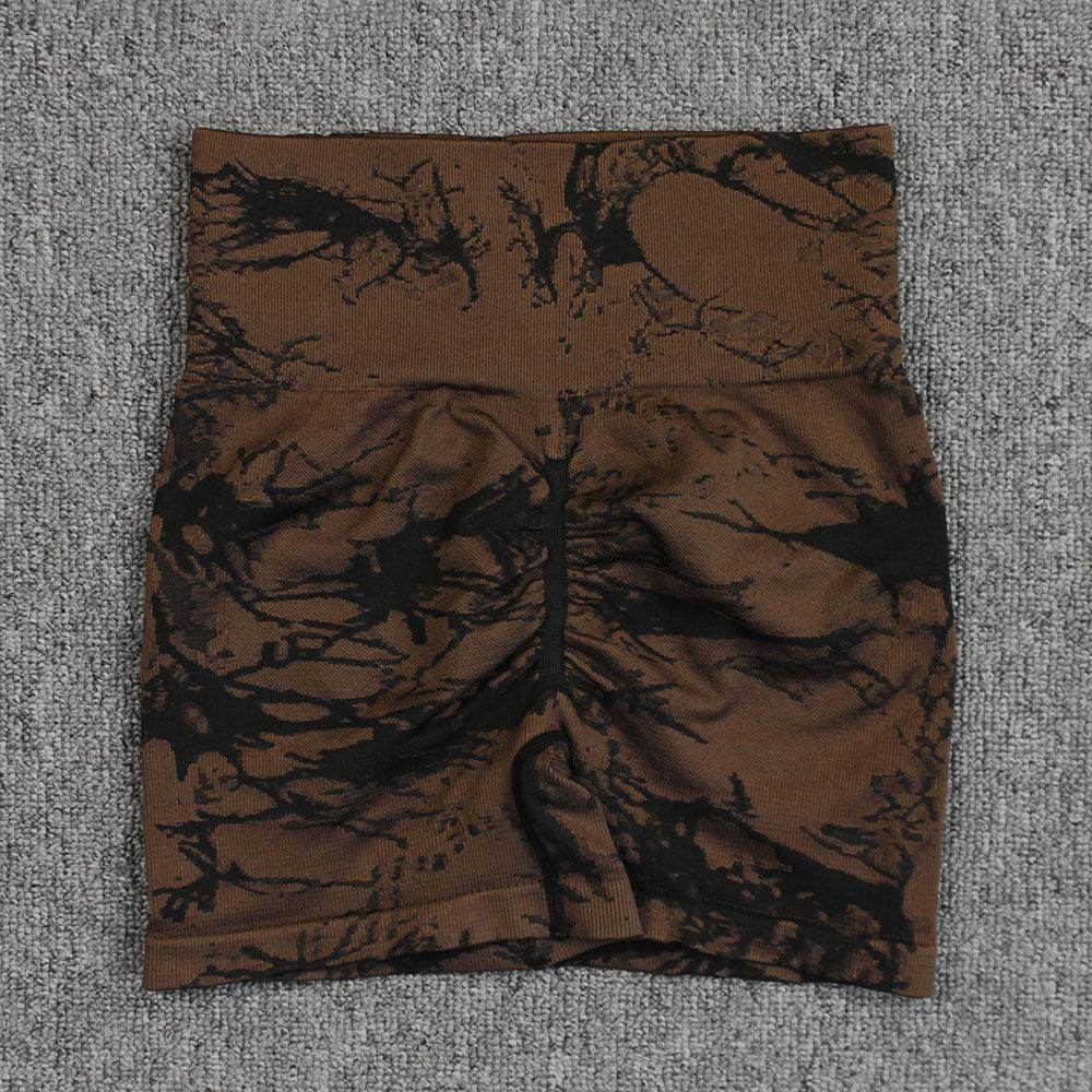 Tie-dye Printed Yoga Pants Summer Quick-drying Fitness Shorts Sexy High-waisted Hip-lifting Leggings Women Pants - Anam Online