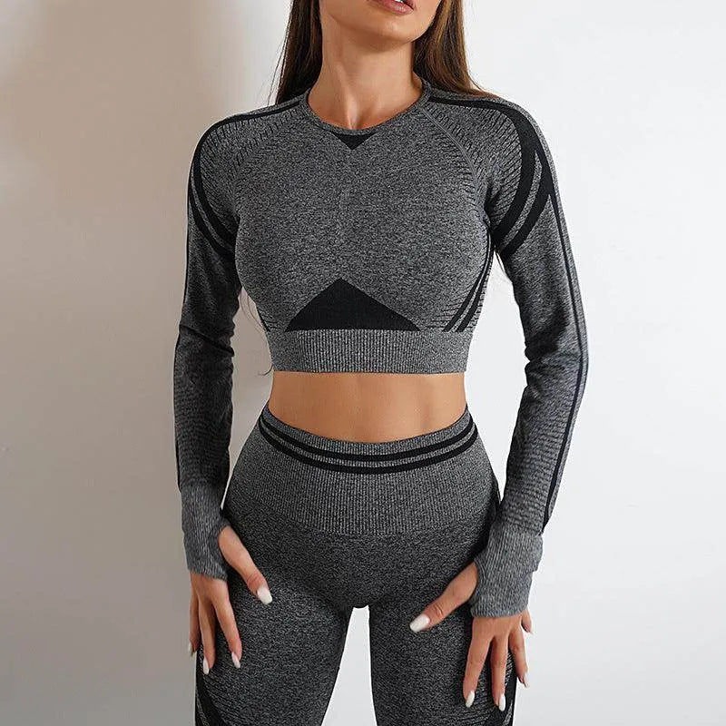 Seamless Yoga Pants Sports Gym Fitness Leggings Or Long Sleeve Tops Outfits Butt Lifting Slim Workout Sportswear Clothing - Anam Online