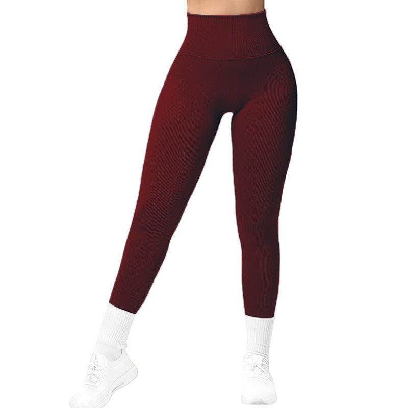 High Waist Seamless Leggings Threaded Knitted Fitness Pants Solid Women's Slimming Sports Yoga Pants Elastic Running Sport Leggings - Anam Online