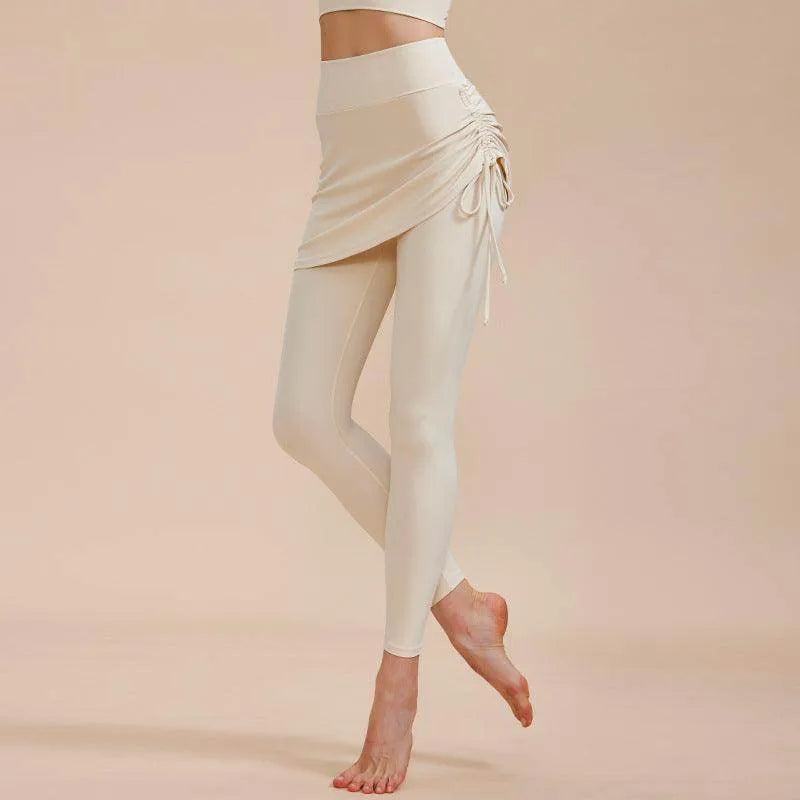 Short Skirt Design Yoga Pants Fake Two-piece Anti-exposure Butt-covering Seamless High-waisted Leggings For Dance Sports Fitness Pants - Anam Online