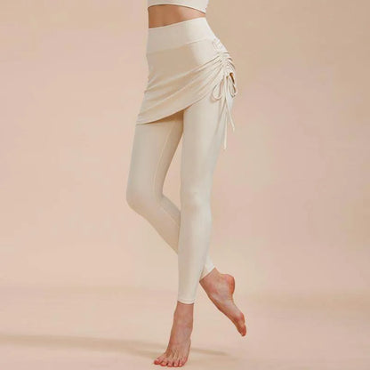 Short Skirt Design Yoga Pants Fake Two-piece Anti-exposure Butt-covering Seamless High-waisted Leggings For Dance Sports Fitness Pants - Anam Online
