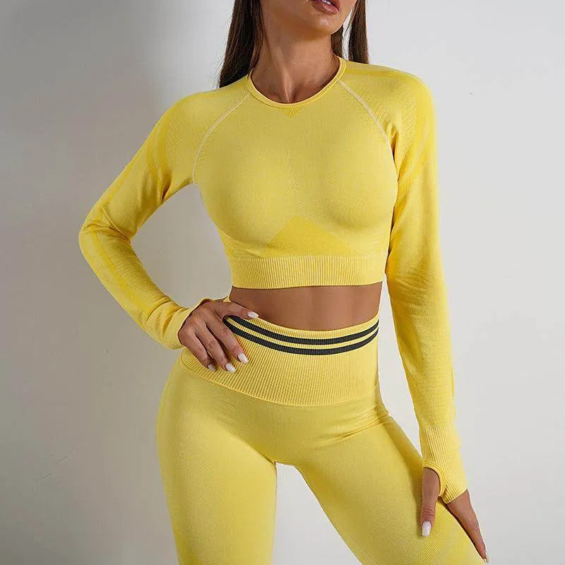 Seamless Yoga Pants Sports Gym Fitness Leggings Or Long Sleeve Tops Outfits Butt Lifting Slim Workout Sportswear Clothing - Anam Online
