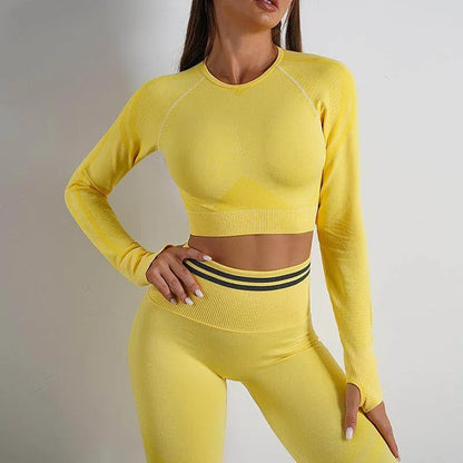 Seamless Yoga Pants Sports Gym Fitness Leggings Or Long Sleeve Tops Outfits Butt Lifting Slim Workout Sportswear Clothing - Anam Online