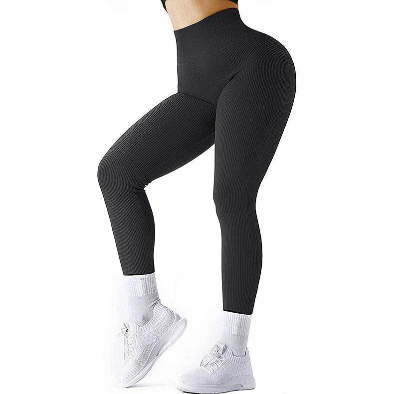 High Waist Seamless Leggings Threaded Knitted Fitness Pants Solid Women's Slimming Sports Yoga Pants Elastic Running Sport Leggings - Anam Online