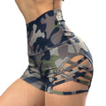 Camouflage Leopard Print Yoga Pants For Women High Waist Tight Shorts With Side Hollow Design Sexy Fitness Pole Dancing Sports Shorts - Anam Online