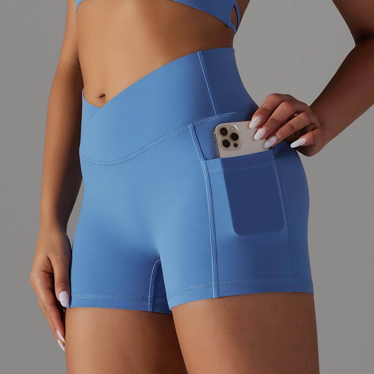 Yoga Shorts With Phone Pocket Design Fitness Sports Pants For Women Clothing - Anam Online