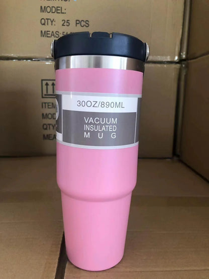Portable Car Cup Stainless Steel Cup Travel Sports Water Bottle With Handle Cover Coffee Tumbler Cup - Anam Online