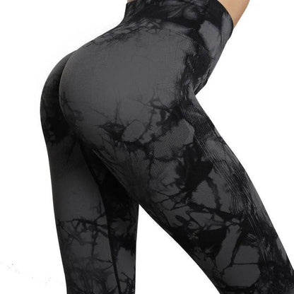 Fashion Tie Dye Printed Leggings High Waist Hip Lifting Tight Fitness Sports Yoga Pants For Women - Anam Online