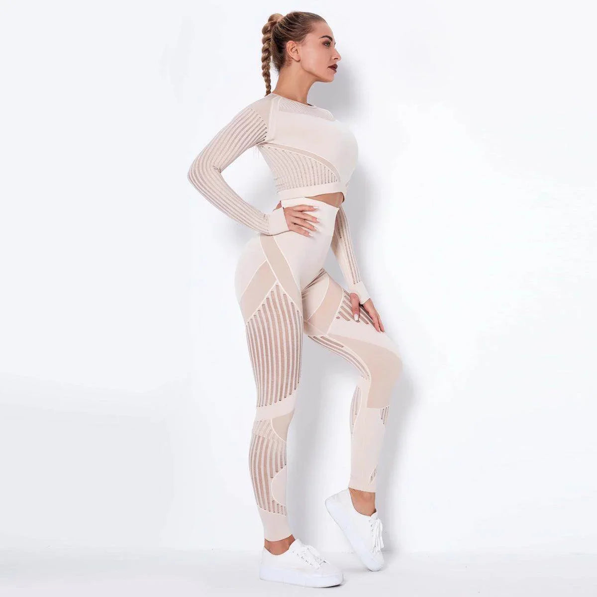 Seamless Knitted Absorbent Yoga Long-Sleeved Suit Yoga Wearsuit - Anam Online