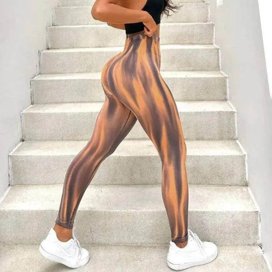 New Tie Dye Aurora Print Sports Pants Seamless High Waisted Fitness Yoga Pants For Women Gym Running Sweatpants Trousers - Anam Online