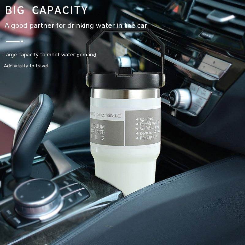 Portable Car Cup Stainless Steel Cup Travel Sports Water Bottle With Handle Cover Coffee Tumbler Cup - Anam Online