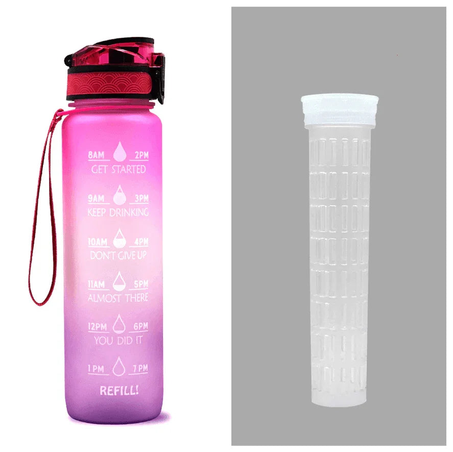 1L Tritan Water Bottle With Time Marker Bounce Cover Motivational Water Bottle Cycling Leakproof Cup For Sports Fitness Bottles - Anam Online