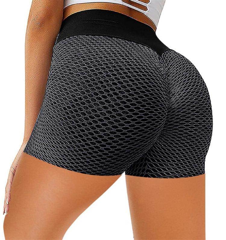 Honeycomb Design Yoga Pants Solid Colour Hip-lifting Fitness Sports Shorts For Women - Anam Online