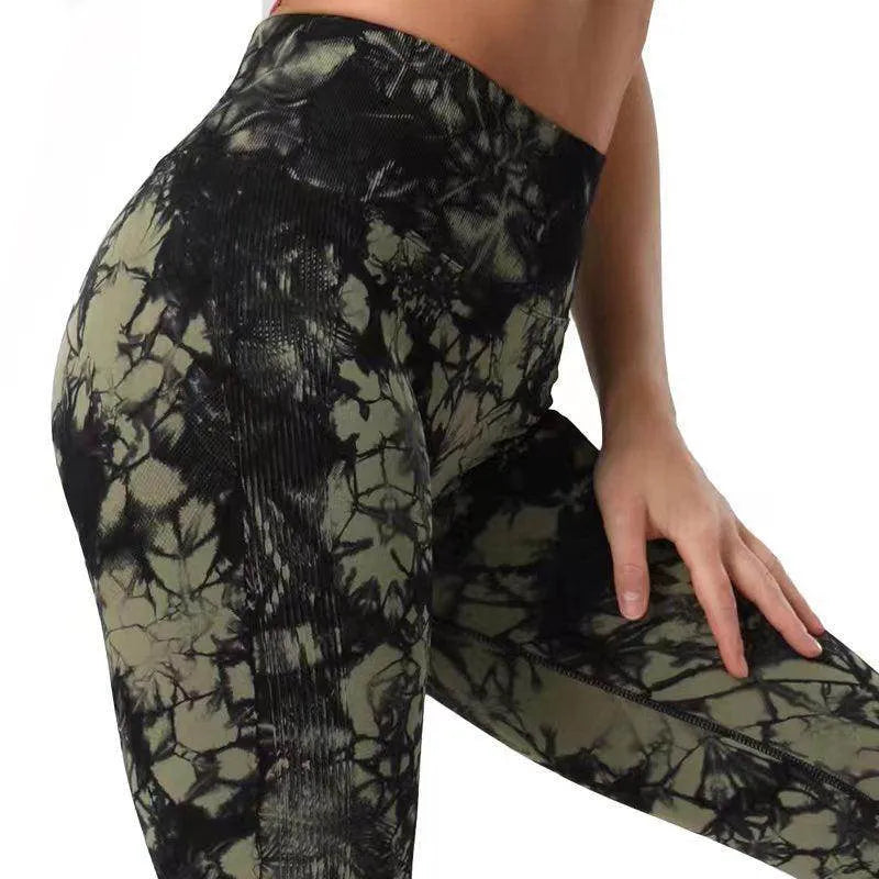 Fashion Tie Dye Printed Leggings High Waist Hip Lifting Tight Fitness Sports Yoga Pants For Women - Anam Online