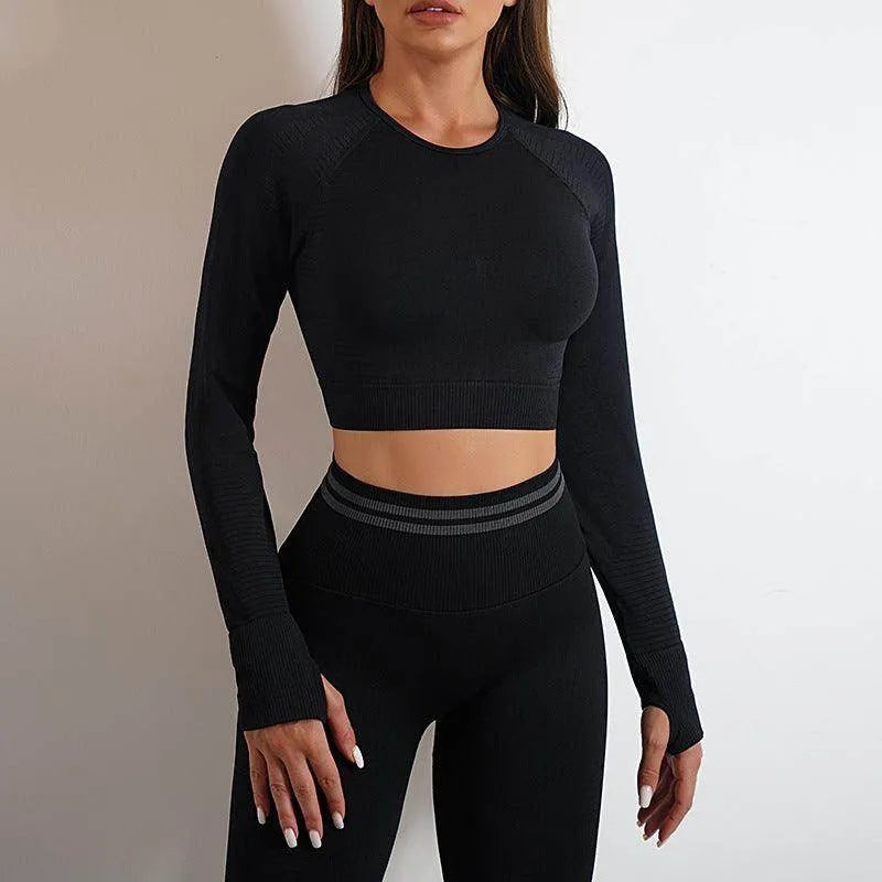 Seamless Yoga Pants Sports Gym Fitness Leggings Or Long Sleeve Tops Outfits Butt Lifting Slim Workout Sportswear Clothing - Anam Online