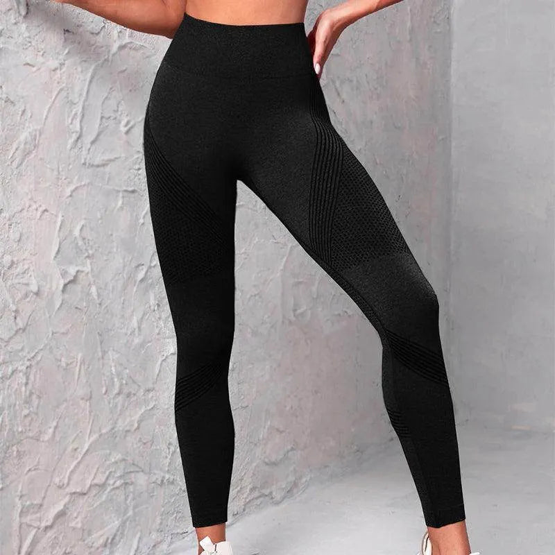 High Waist Seamless Yoga Pants Women's Solid Color Dot Striped Print Butt Lifting Leggings Fitness Running Sport Gym Legging Outfits - Anam Online