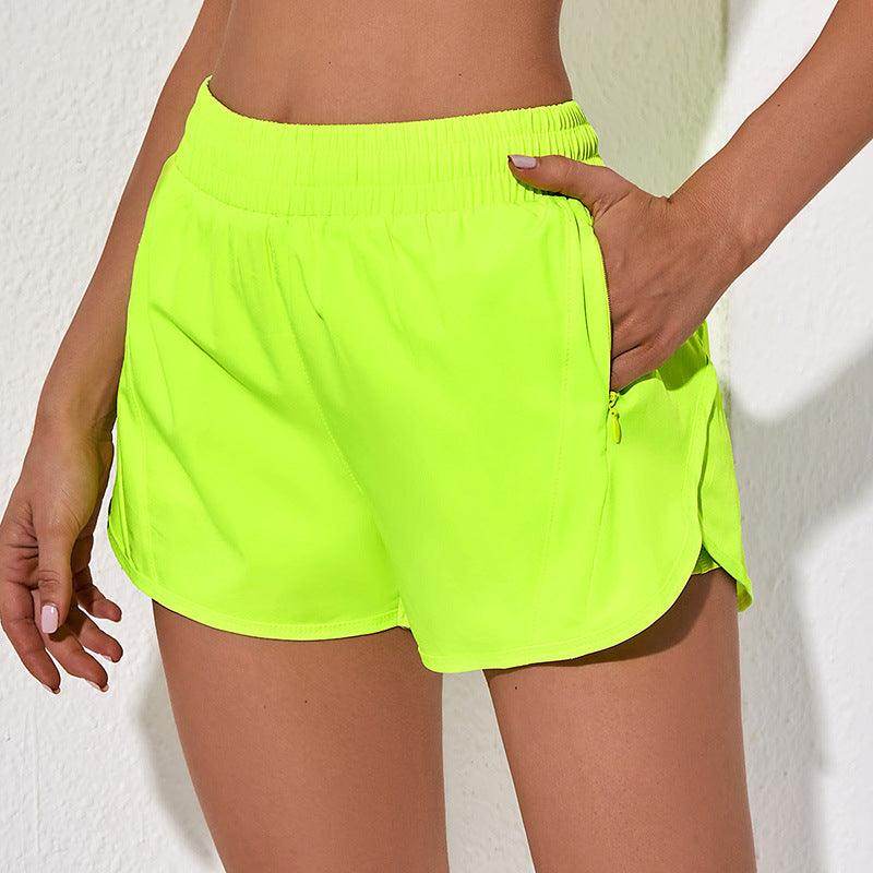 Summer Sports Shorts With Zipper Pockets Breathable Loose Anti-exposure Outdoor Running Fitness Pants For Women - Anam Online