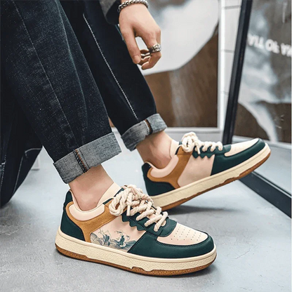 Lace-up Casual Shoes Men Soft Thick Sole Fashion Comfortable Breathable Flats Sneakers Student Platform Outdoor Walking Shoes - Anam Online