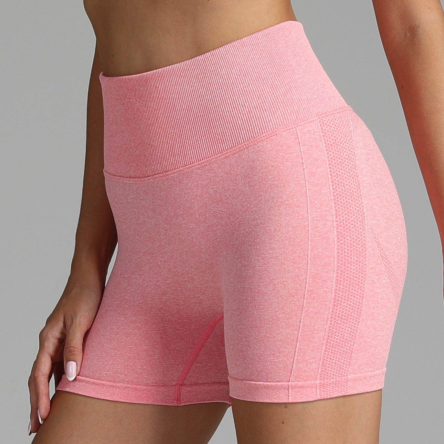 Seamless Yoga Shorts Women Solid Colour High Waist Hip-lifting Fitness Pants Running Sweatpants - Anam Online