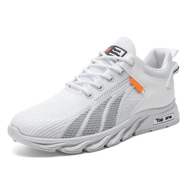 Men's Mesh Shoes Fashion Fly Knit Colour-block Lace-up Sneakers Casual Lightweight Breathable Sports Shoes - Anam Online