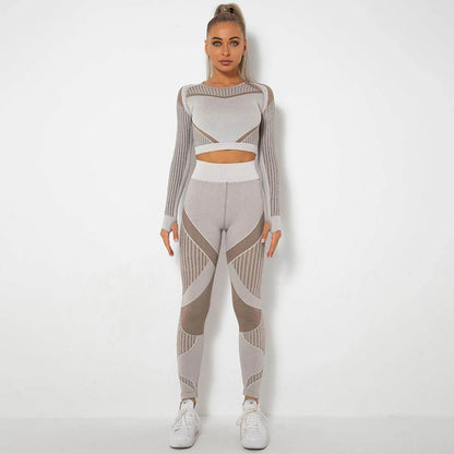 Seamless Knitted Absorbent Yoga Long-Sleeved Suit Yoga Wearsuit - Anam Online
