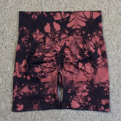 Tie-dye Printed Yoga Pants Summer Quick-drying Fitness Shorts Sexy High-waisted Hip-lifting Leggings Women Pants - Anam Online