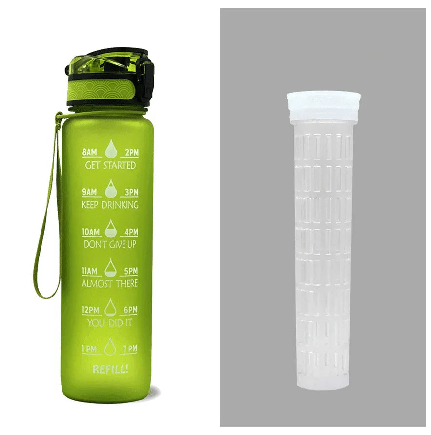 1L Tritan Water Bottle With Time Marker Bounce Cover Motivational Water Bottle Cycling Leakproof Cup For Sports Fitness Bottles - Anam Online