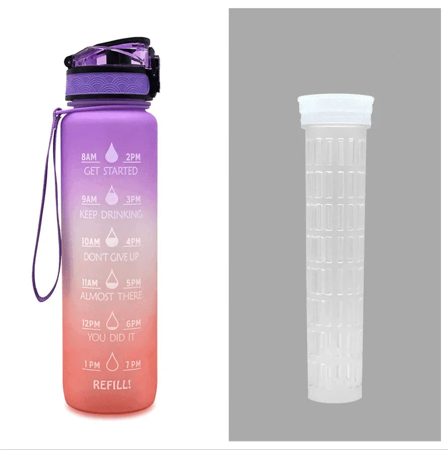 1L Tritan Water Bottle With Time Marker Bounce Cover Motivational Water Bottle Cycling Leakproof Cup For Sports Fitness Bottles - Anam Online