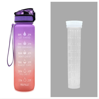 1L Tritan Water Bottle With Time Marker Bounce Cover Motivational Water Bottle Cycling Leakproof Cup For Sports Fitness Bottles - Anam Online