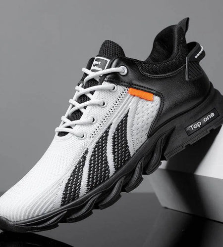 Men's Mesh Shoes Fashion Fly Knit Colour-block Lace-up Sneakers Casual Lightweight Breathable Sports Shoes - Anam Online