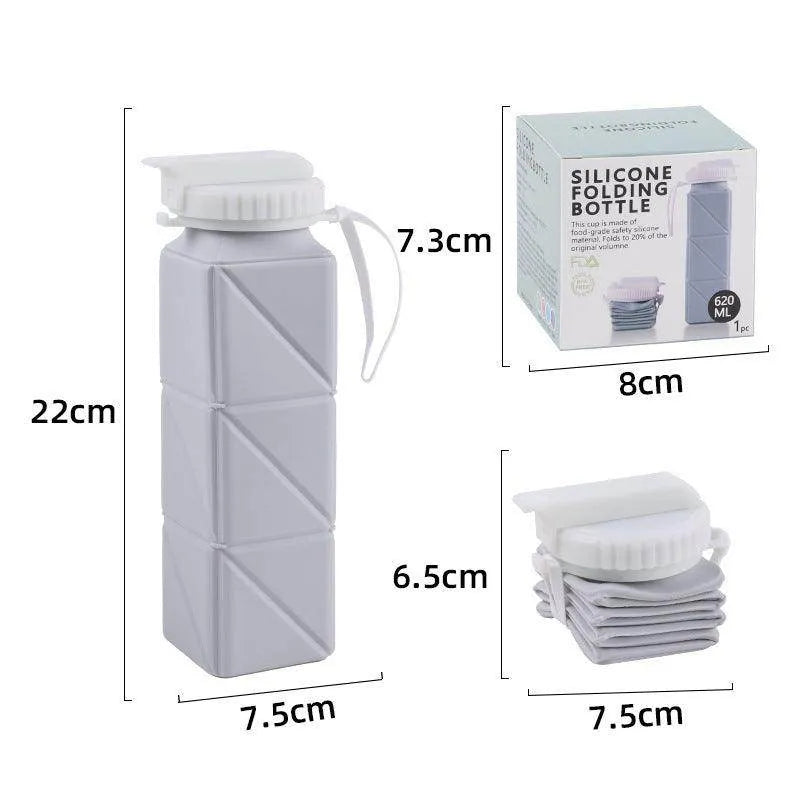 Foldable Water Bottle Sports Cup Portable Silicone Folding Cups Food Grade Cup Retractable Outdoor Travel Running Riding Camping - Anam Online