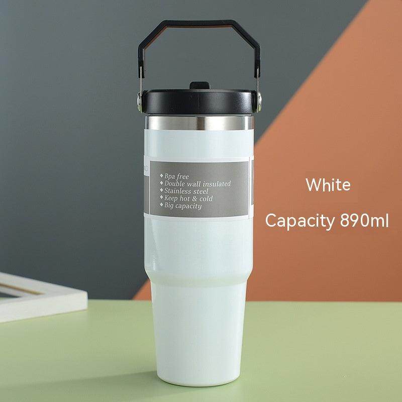 Portable Car Cup Stainless Steel Cup Travel Sports Water Bottle With Handle Cover Coffee Tumbler Cup - Anam Online