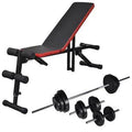 VidaXL Adjustable Sit-Up Bench with 30.5 kg Barbell & Dumbbell Set – Perfect for Home Workouts - Anam Online